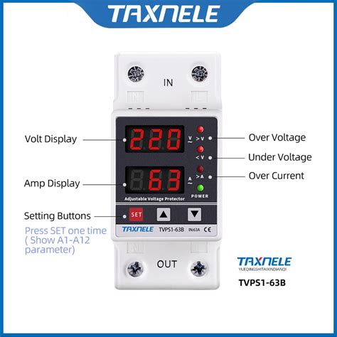 Dual Display 40A 63A 230V Din Rail Adjustable Digital Over Under