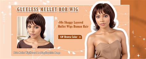 Baohuke Glueless 70s 80s 90s Shaggy Layered Mullet Wigs