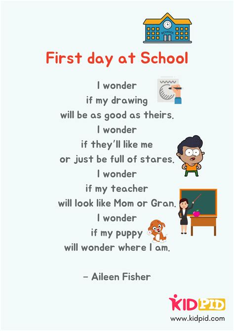 First Day At School Class 2 Poem Back To School Poem English Poems