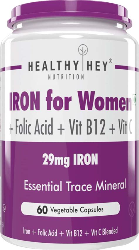 Buy Healthyhey Iron Supplement For Men With Vitamin B12 And Vitamin C 60 Veg Caps Online And Get