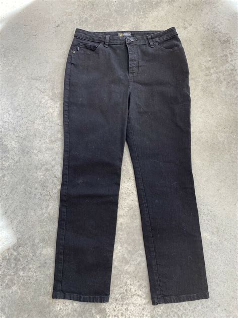 Lee Relaxed Fit Straight Leg High Rise Black Jeans Instantly Slims 12 P / 12P. High Rise Black ...