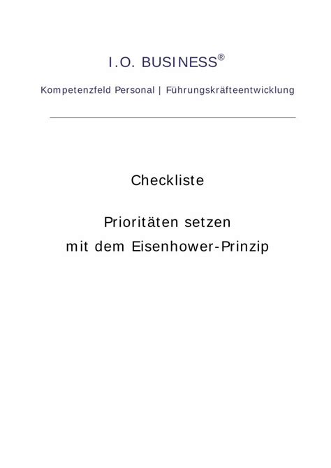 Pdf Checkliste Zeitmanagement Prioritaeten Setzen Nach Dem