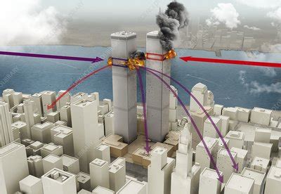 September 11 Twin Towers attacks, illustration - Stock Image - C040 ...