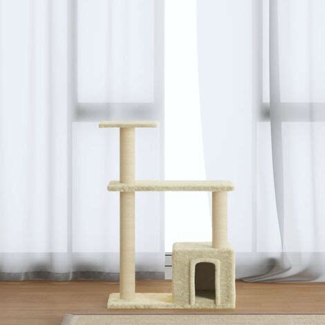 Albero Per Gatti Con Tiragraffi In Sisal Crema 70 Cm