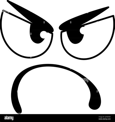 Angry Smile Face Eyes And Mouth Line Emoticon Vector Cartoon Emoji Or