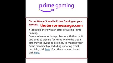 We Cant Enable Prime Gaming On Your Account Amazon Youtube