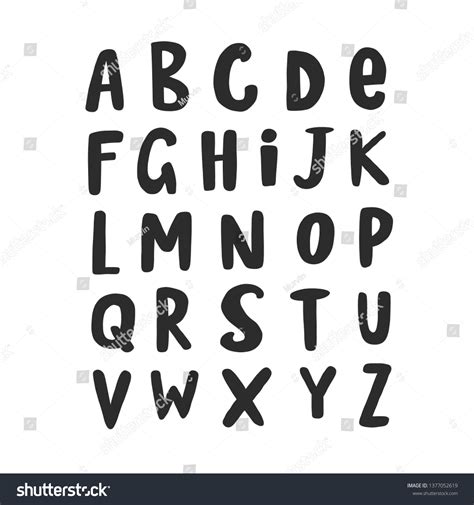 Vektor Stok English Alphabet Abc Capital Letter Handlettering Tanpa