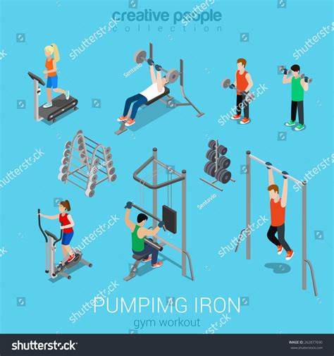 Sportsmen Pumping Iron Gym Workout Exercise Stock Vector (Royalty Free ...