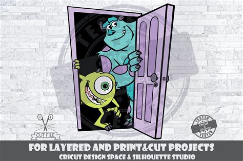 Monsters Inc Door Svg Mike And Sully Svg Design Files For Cricut Silhouette Cut Files Layered