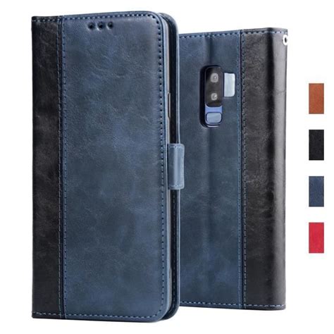 Coque Samsung S9 Plus Étui En Coutures bicolores Flip Portefeuille