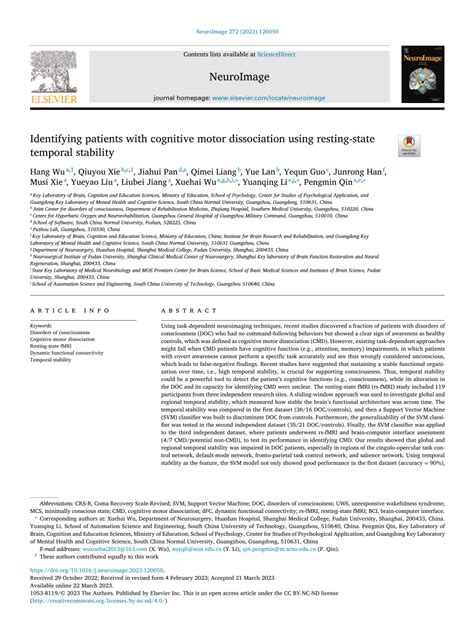 PDF Identifying Patients With Cognitive Motor Dissociation Using