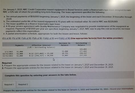 Solved On January Nrc Credit Corporation Leased Chegg