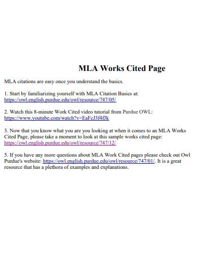 MLA Works Cited Page - 24+ Examples, Format, How to Write, PDF