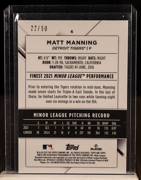 Matt Manning 2022 Topps Finest Rose Gold Mini Diamond Refractor Rookie