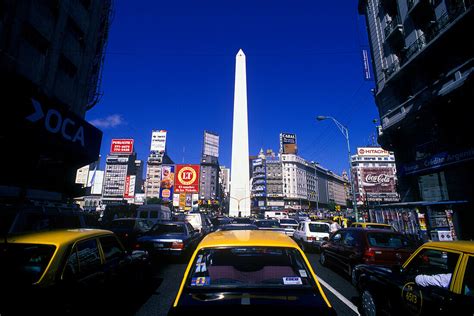 Street Scene Taxis Obelisk Plaza De License Image