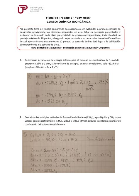 U S Ficha De Trabajo Ley De Hess Ficha De Trabajo Ley Hess