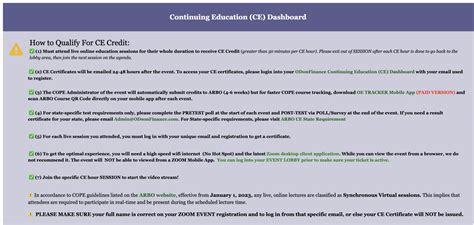 Continuing Education Dashboard Ods On Finance