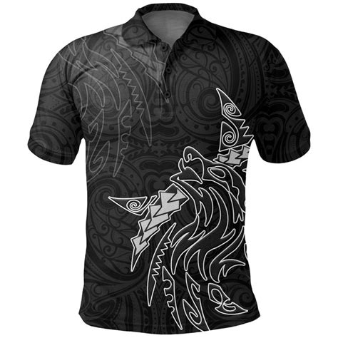 AIO Pride New Zealand Maori Polo Shirt Maori Wolf Tattoo Golf Shirts