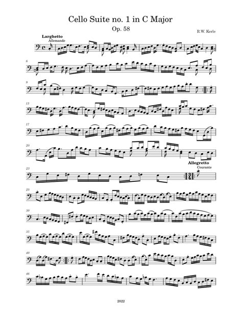 Cello Suite No 1 In C Major Sheet Music For Cello Solo