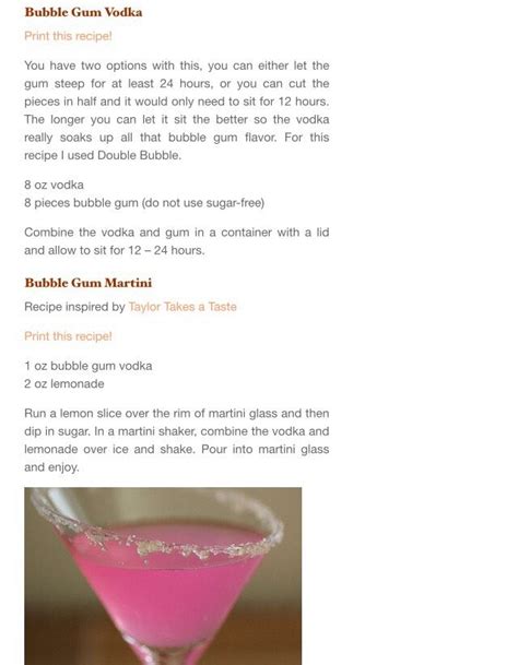 Bubblegum Vodka And Martini Recipe 💖 | Martini recipes, Vodka recipes ...