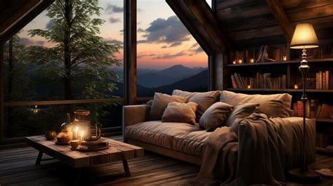 Premium Photo | Home mockup cozy log cabin interior background