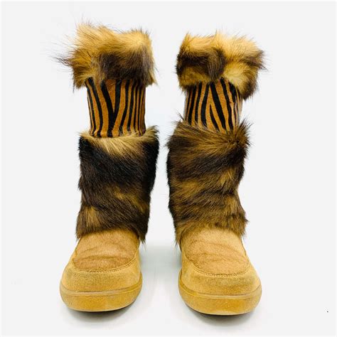 Taiga Oscar Sport Brown Fur Boots Womens Size 40 Ebay