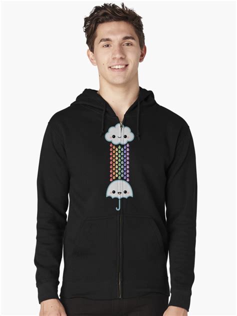 "Rainbow Rain Friends" Zipped Hoodie by sugarhai | Redbubble