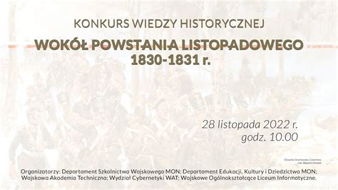 Konkurs Wiedzy Historycznej Wok Powstania Listopadowego R