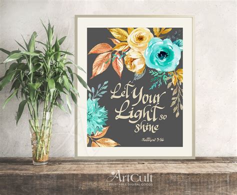 Printable Bible Verse Let Your Light so shine | Etsy