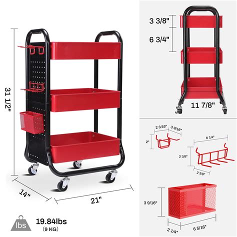 Buy Designa Tier Metal Storage Cart Heavy Duty Rolling Utility Cart