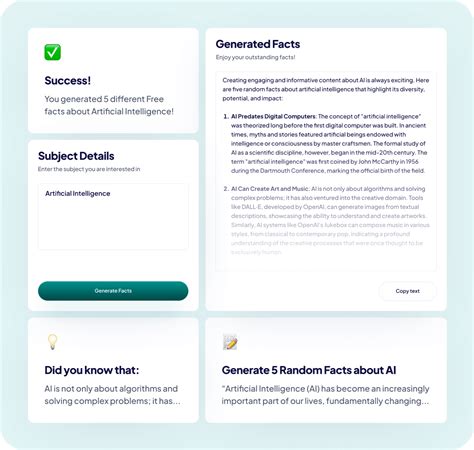 Free Facts AI Generator Tool for Your favorite Subjects - Fun & Random ...