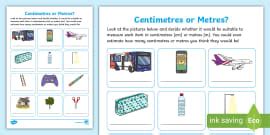 Matching Measurements Cm To M Activity Sheet Twinkl