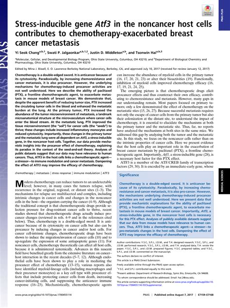 PDF Stress Inducible Gene Atf3 In The Noncancer Host Cells