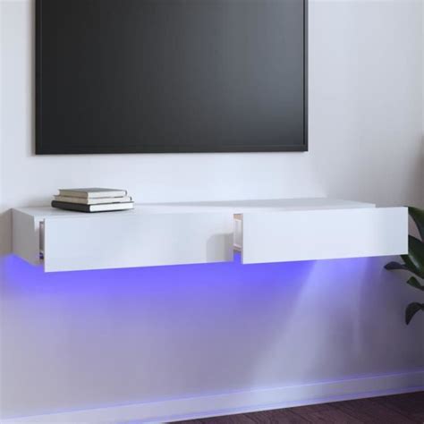 Dioche Meuble Tv Avec Lumi Res Led Blanc Brillant X X Cm Yw