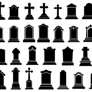 Tombstone Silhouettes, Tombstone SVG Bundle, Tombstones SVG, Tombstones ...