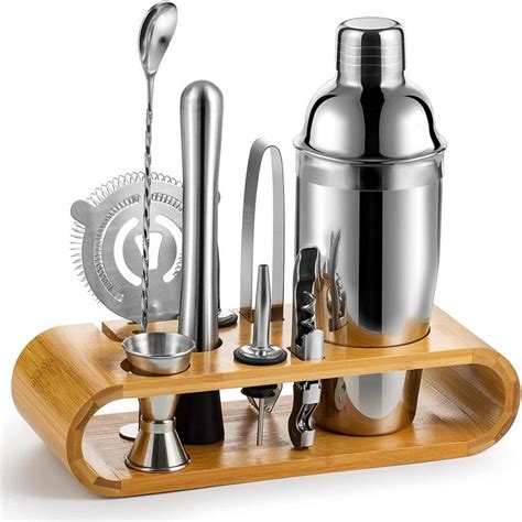 Piece Stainless Steel Bartender Kit With Stylish Bamboo Stand