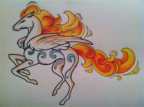 Fire horse. Maybe a tattoo idea? | Prismacolor art, Fire horse, Sketches