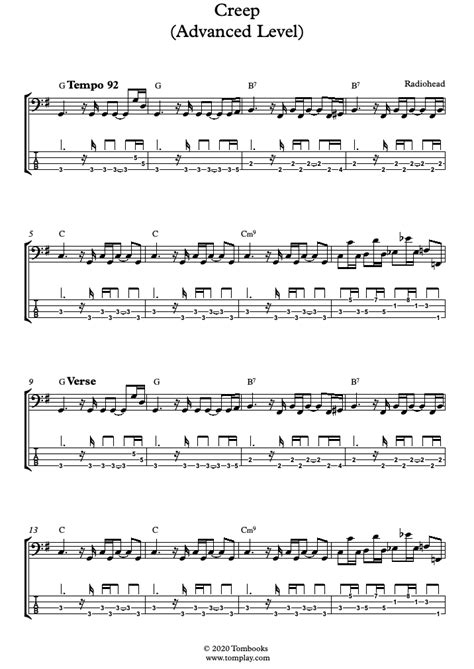 Creep Advanced Level Radiohead Bass Tabs