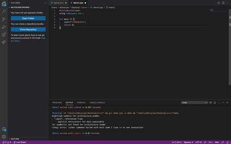 VS Code Error Exited With Code 1 In Mac Os Stack Overflow