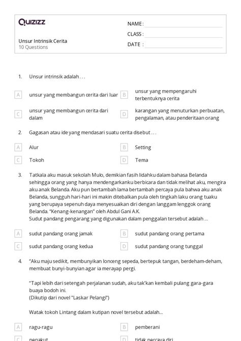 50 Lembar Kerja Menganalisis Struktur Cerita Untuk Kelas 5 Di Quizizz Gratis And Dapat Dicetak