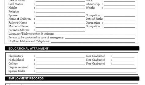 Philippine Blank Resume Biodata Form Template 40 At 4 6 Template Word