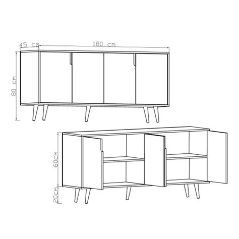 Buffet Sennan Pakoworld Melamine Oak 180x45x80cm