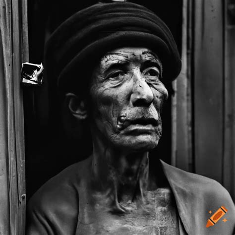 Black And White Photo Of A Poor Man In Medieval Paris