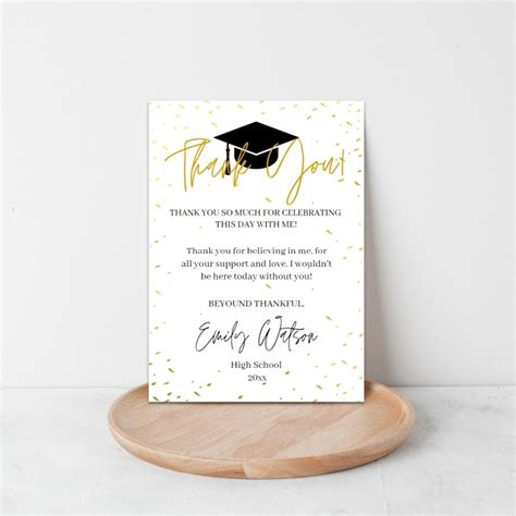 Graduation Thank You Card Template Personalized Graduation - Etsy