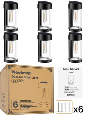 Woolmug Pack Solar Fence Lights Outdoor Garden Solar Lights Outdoor