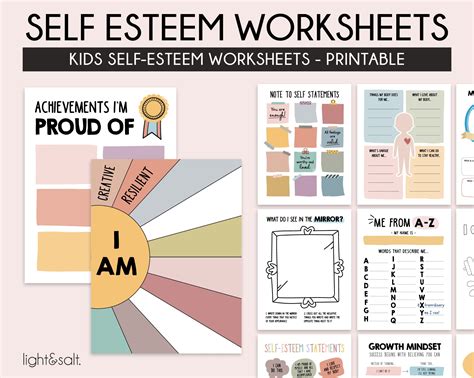 Self esteem worksheets for kids and teens – LightandSaltDesign