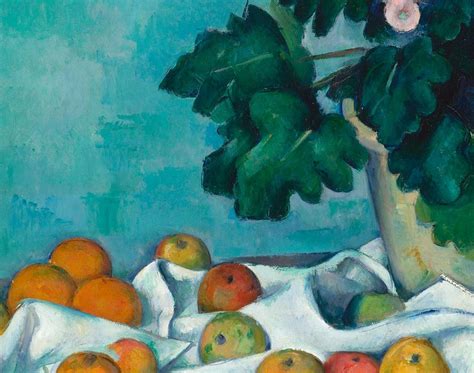 Paul C Zanne Stilleven Met Appels En Een Pot Rozen Op Canvas Behang