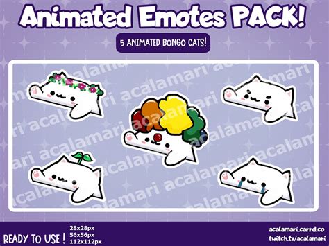 Animated Bongo Cat Emote Big Pack Of 5 Pack 12 Discord Youtube Community Streamer Chat