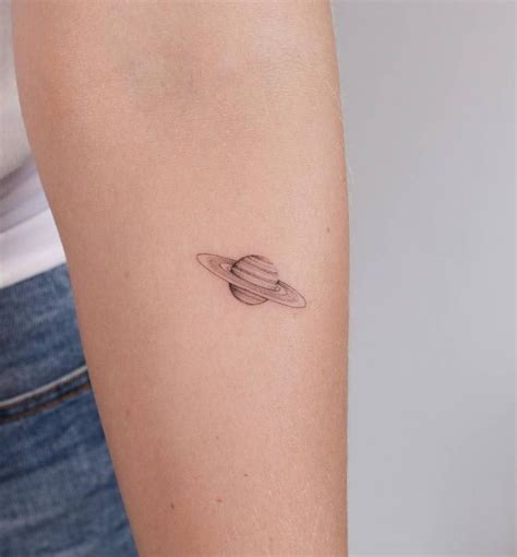 Single Needle Saturn Tattoo Located On The Inner Arm Artofit