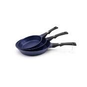 Set de 3 poêles noir 20 24 28cm Diamant Bleu Laguiole Cuisson